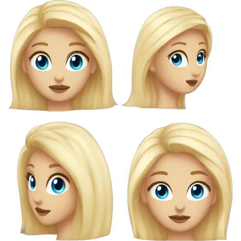 Chica rubia, ojos azules, labios rosados y pelo liso emoji