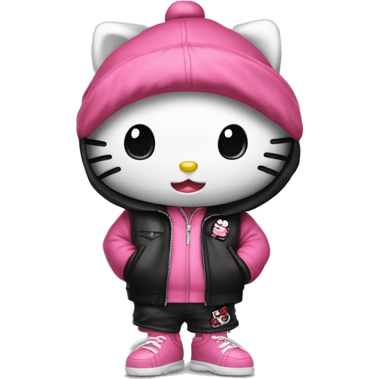 hello kitty in a hooligan outfit emoji