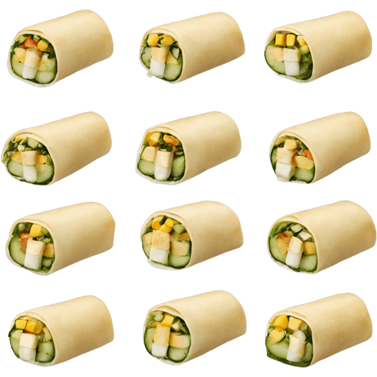 tofu salad cucumber mango filled springrolls emoji