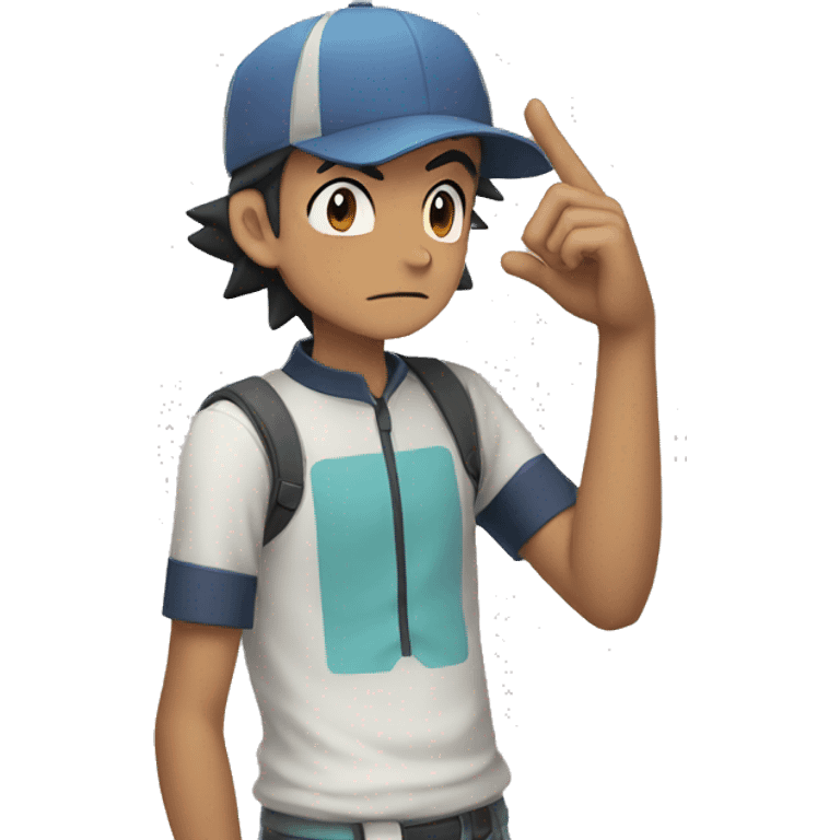 Pokemon ash putting hands on his face saying shhhh emoji