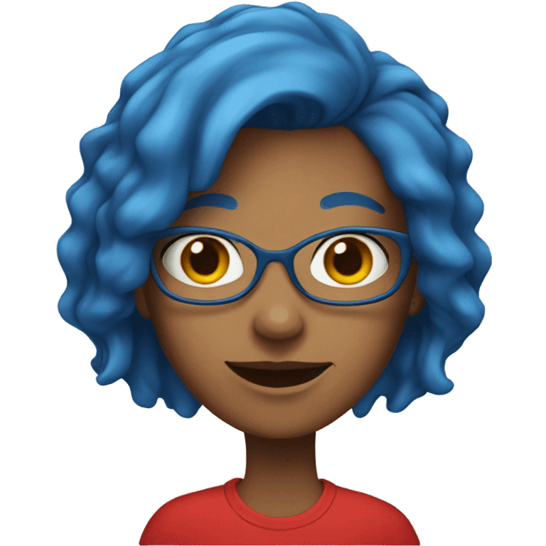 a woman with blue hair in red tshirt emoji