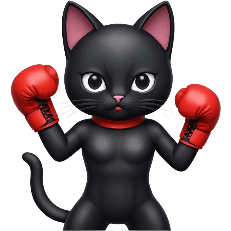 Black cat with boxing gloves on  emoji