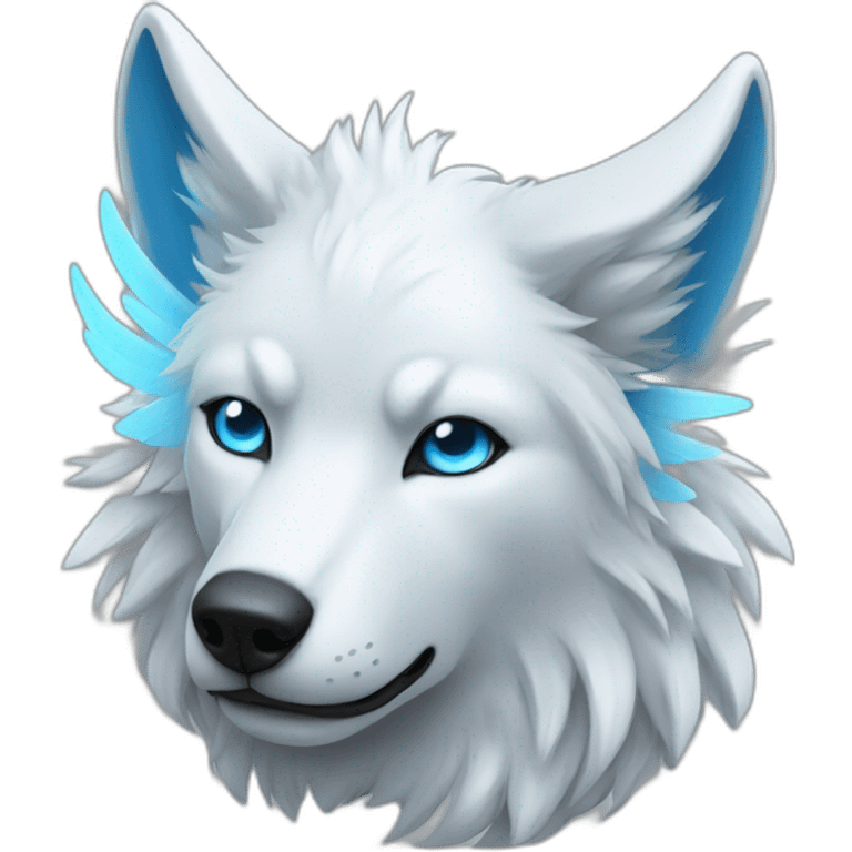 Whitelightblue wolf with wings emoji