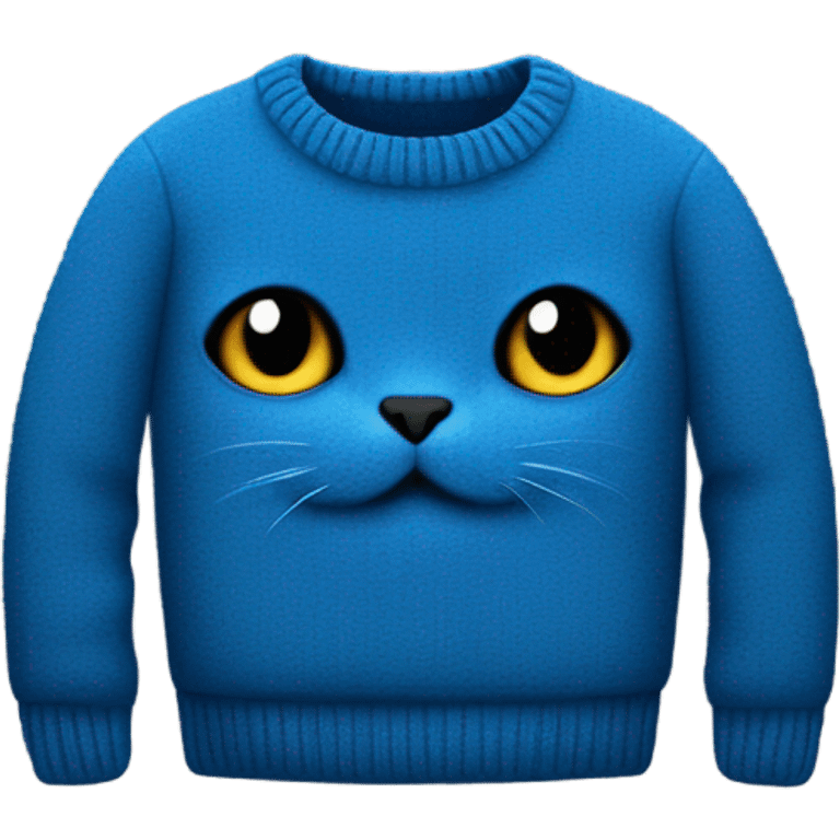 Blue sweater on a black cat emoji