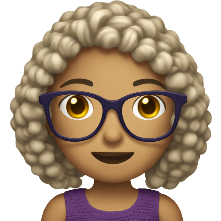 girl crocheing with glasses emoji