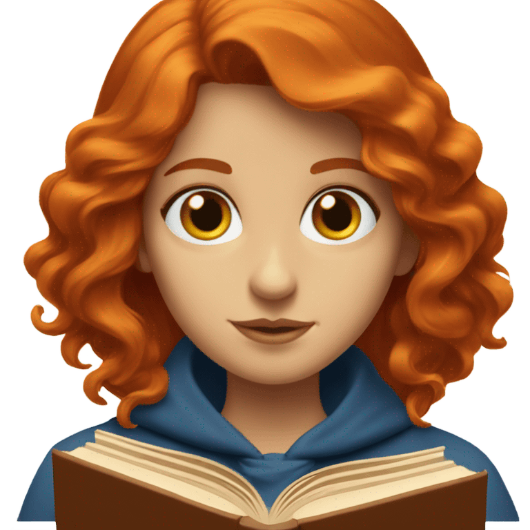 Redhead with blue eyes gryffindor reading a book emoji