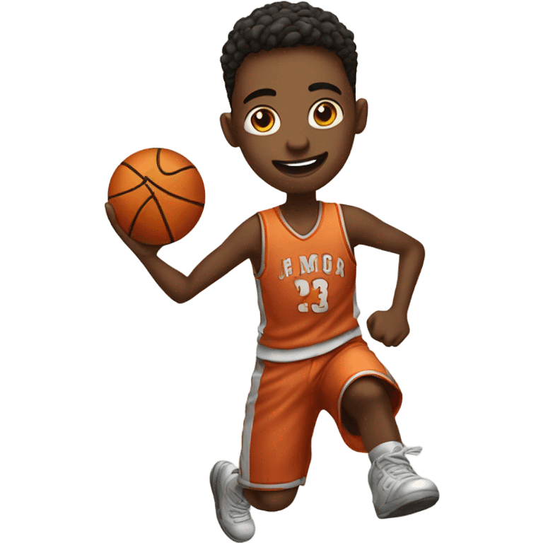 Boy shooting basketball emoji