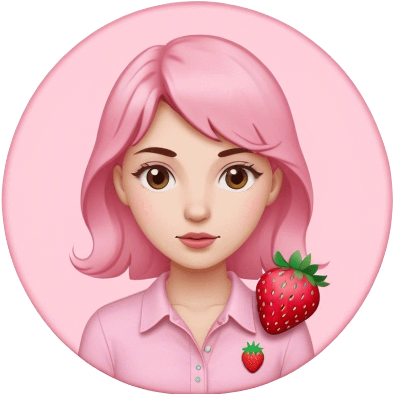 pastel pink women's shirt with a strawberry embroidered in the center emoji