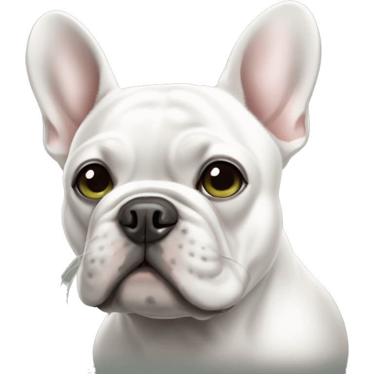 French bulldog white with dark brown and greenish grey eyes emoji