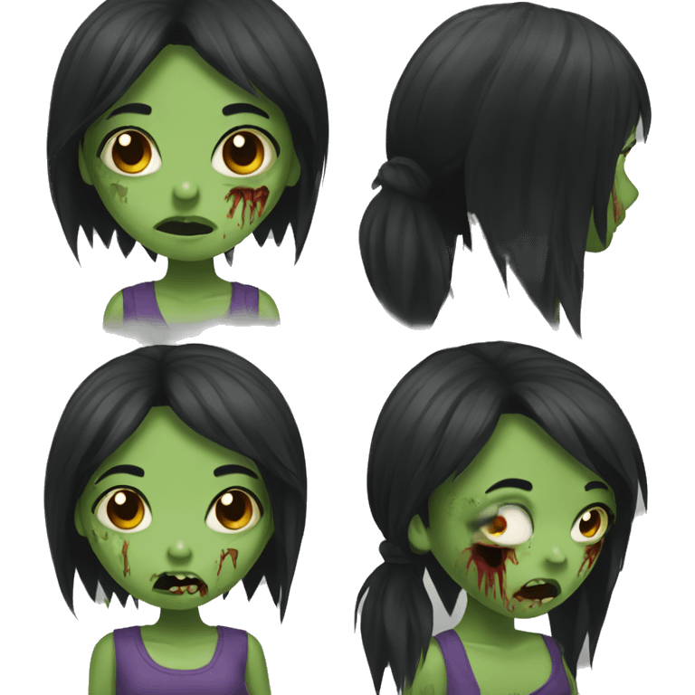 girl zombie with black hair emoji