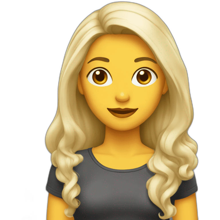 Mujer blanca cabello largo medio rubio emoji