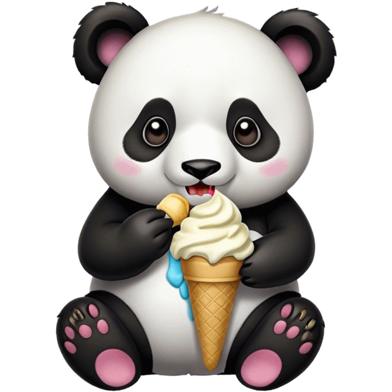 Panda eating ice cream emoji