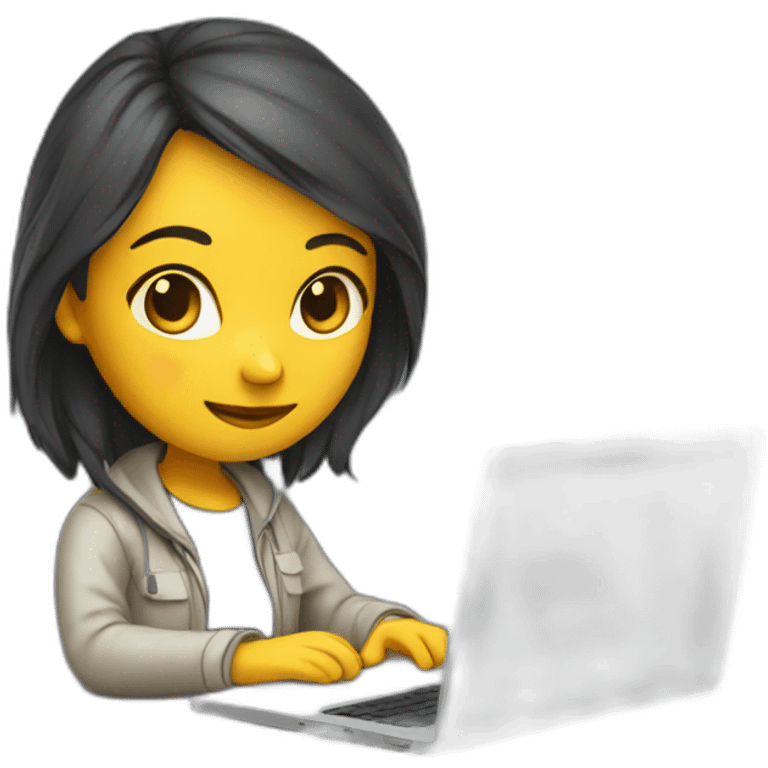 A Programmer Girl coding on her laptop emoji