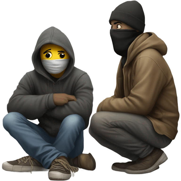 Homeless man and a guy in a ski mask emoji