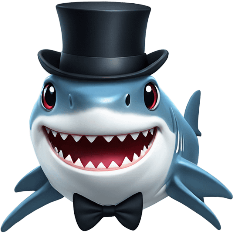 Shark with a top hat emoji