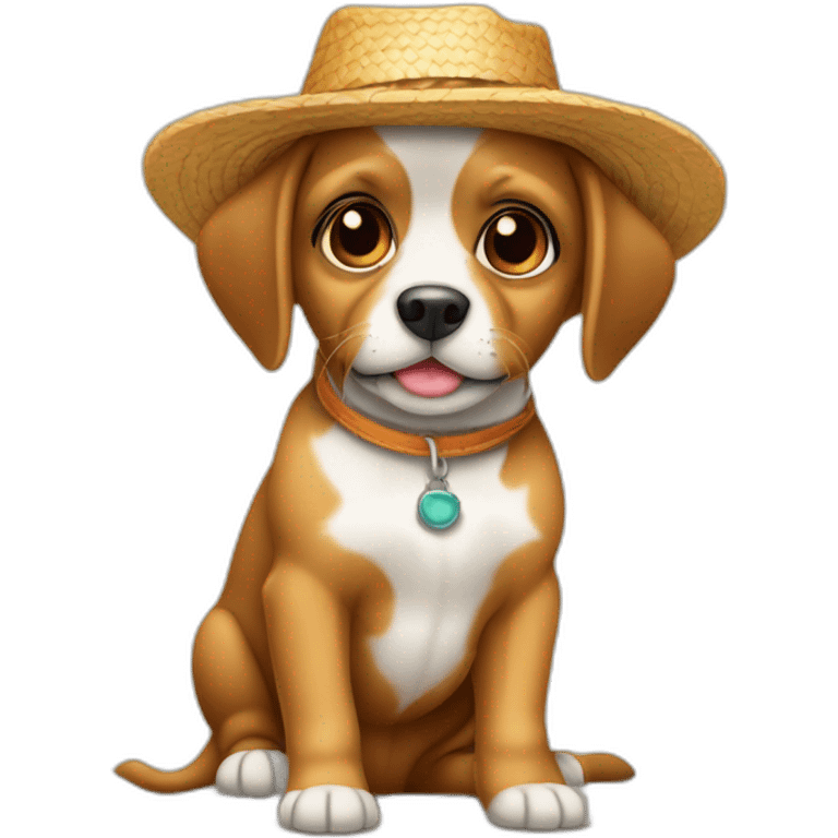 Cachorro com chapéu e óculos de sol emoji