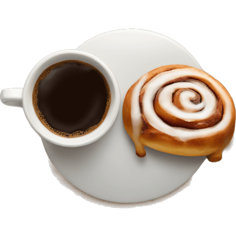 Cinnamon Roll next to coffee emoji