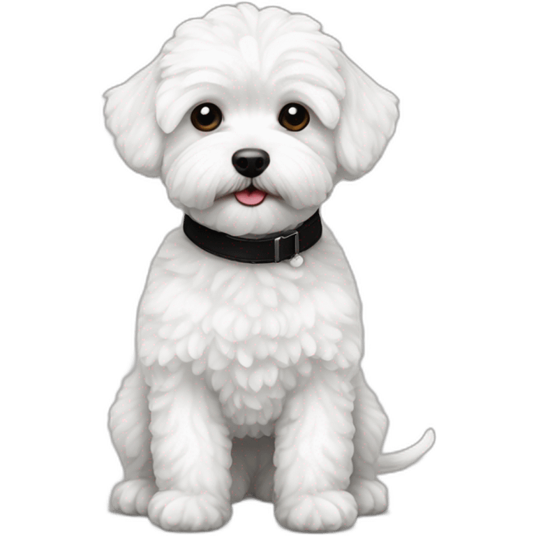 White maltipoo with black collar emoji