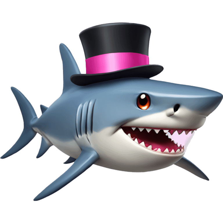 Shark with a pink top hat emoji