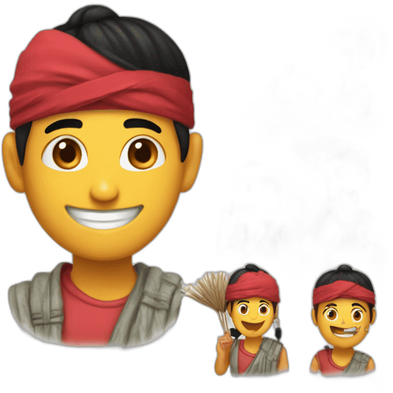  Nepalese person with Nepali dhaka topi happy with thumpsup emoji