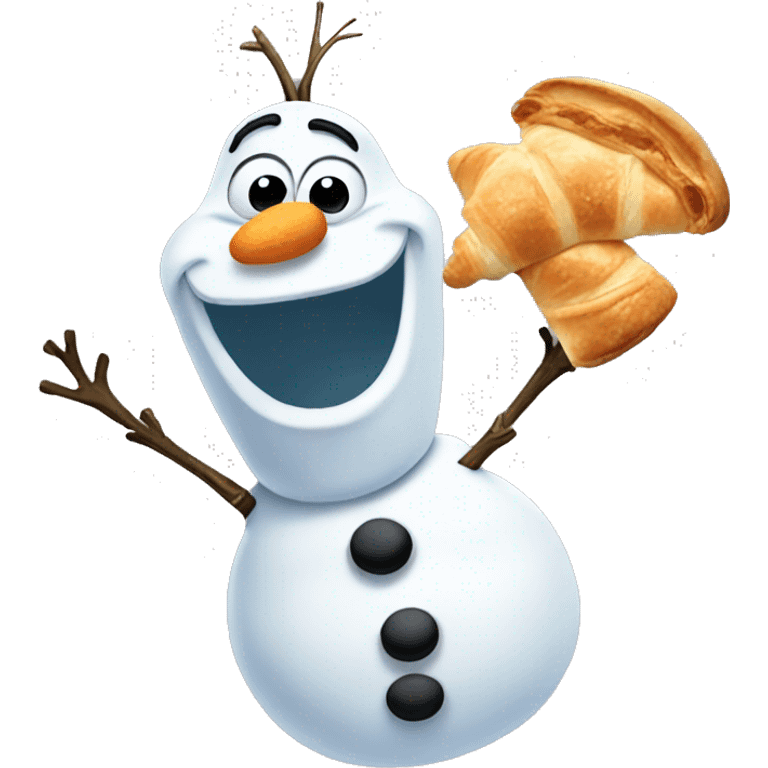 olaf from Frozen eat a croissant emoji