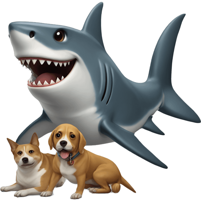 Shark riding a dog. scary emoji