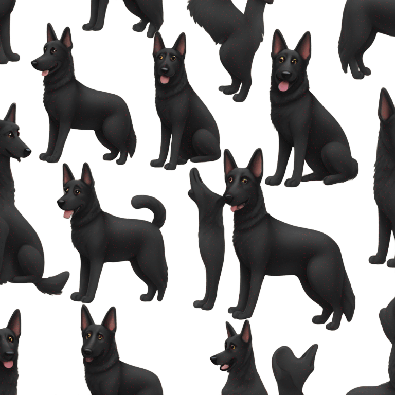 All black German shepherd with sun emoji