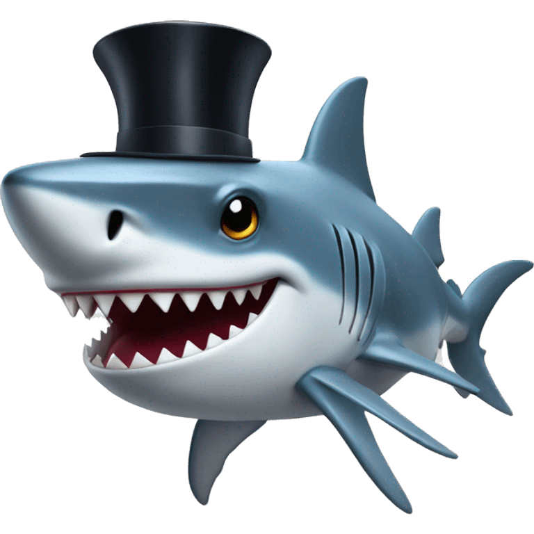 Shark with a top hat emoji