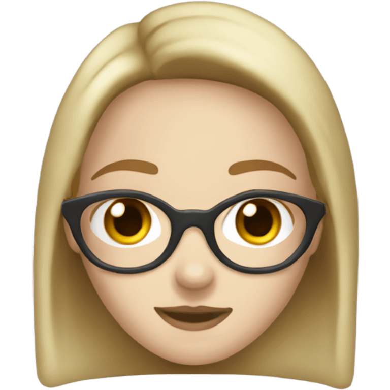 a dirty blonde haired girl with freckles, clear glasses and a white shirt emoji