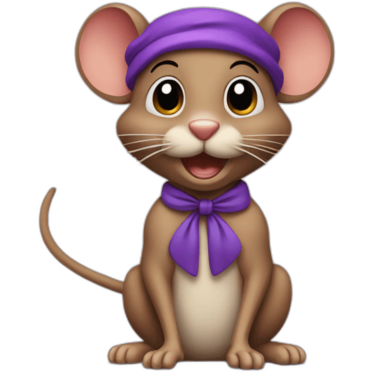 brown jerry mouse cartoon with purple bow hairband emoji