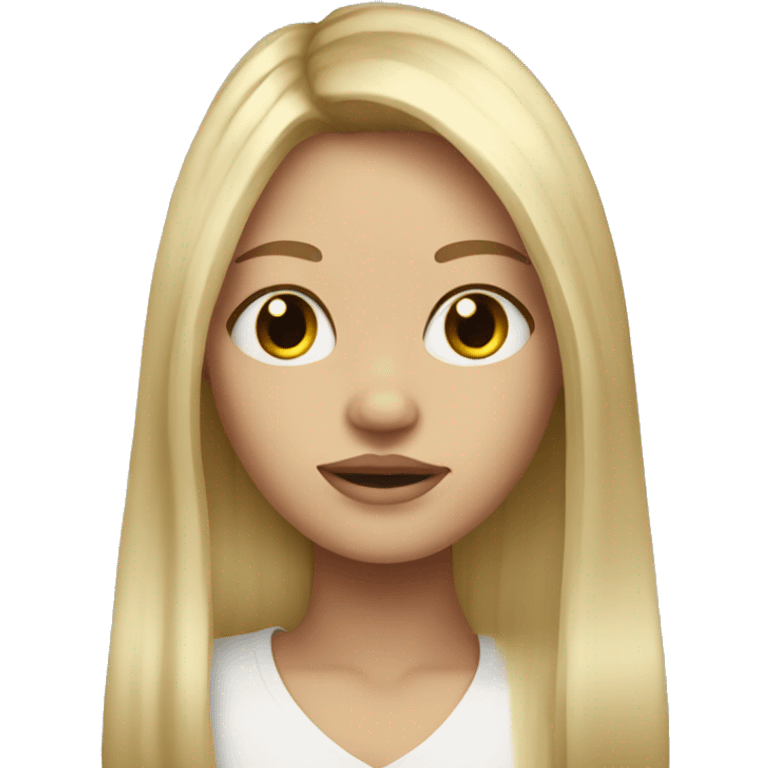 blonde long hair  girl with curtain bangs and freckles  emoji