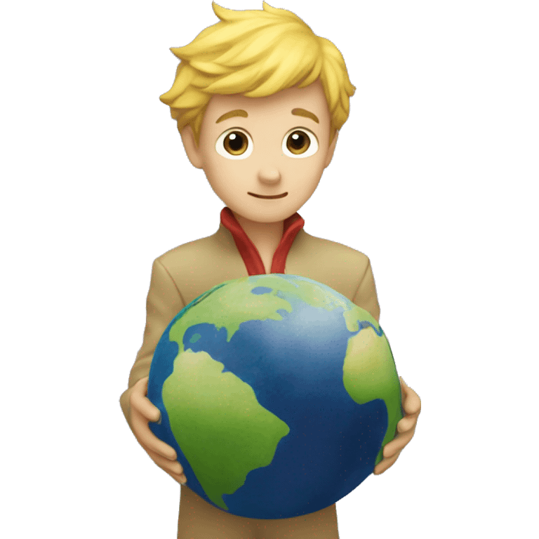 The little prince holds the earth in his hands emoji