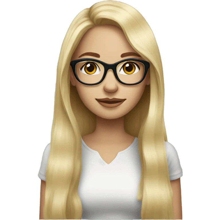 Pretty blonde girl with long hair and black glasses emoji