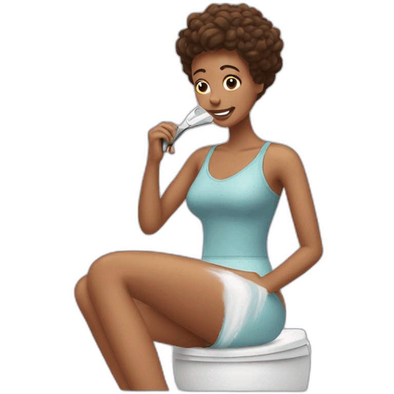 Woman shaving her legs emoji