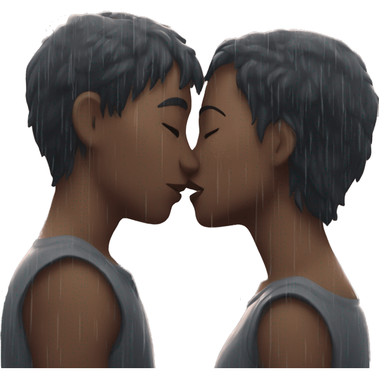 couple kiss in rain emoji