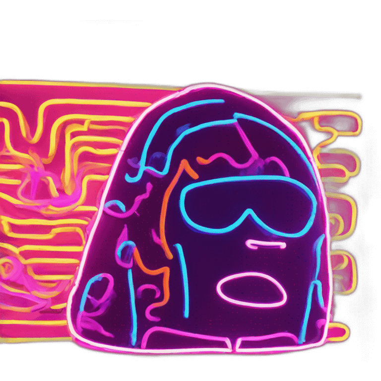 Juicy booty neon sign style man emoji