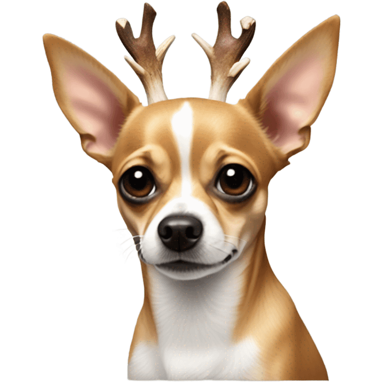 Chihuahua with Jack Russel coloring with rained deer antler headband emoji