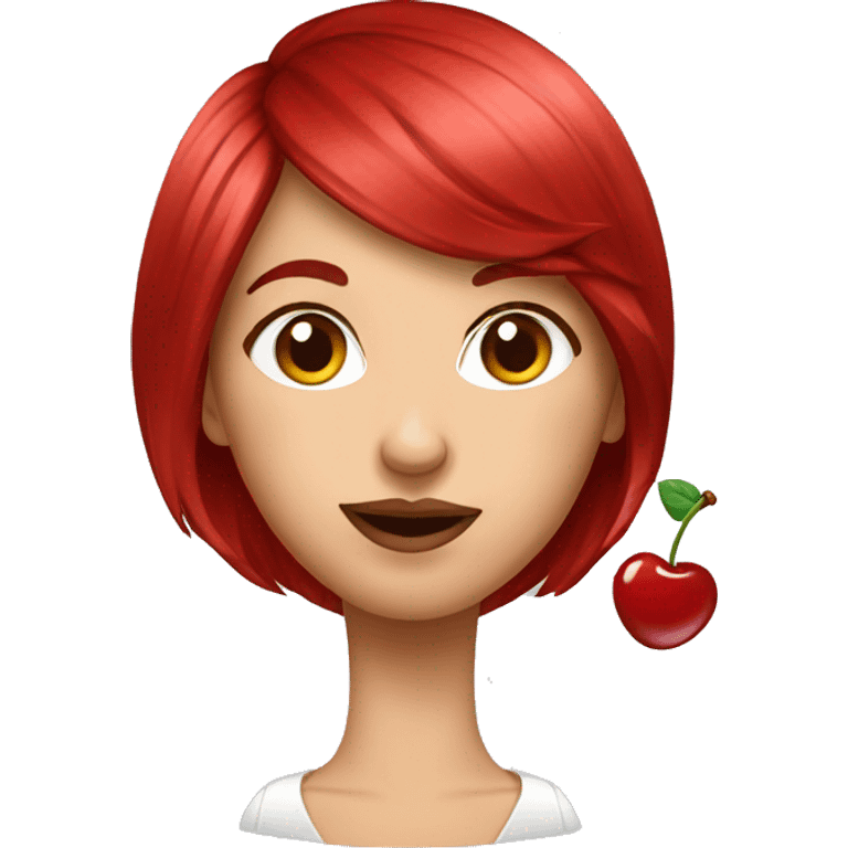 Woman with cherry hair sending a kiss emoji