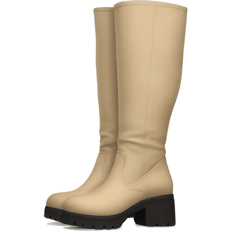 pair of beige chunky knee high boots emoji