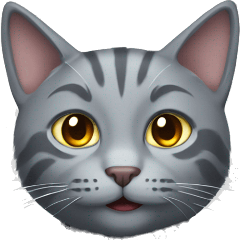 A gray cat using magic emoji