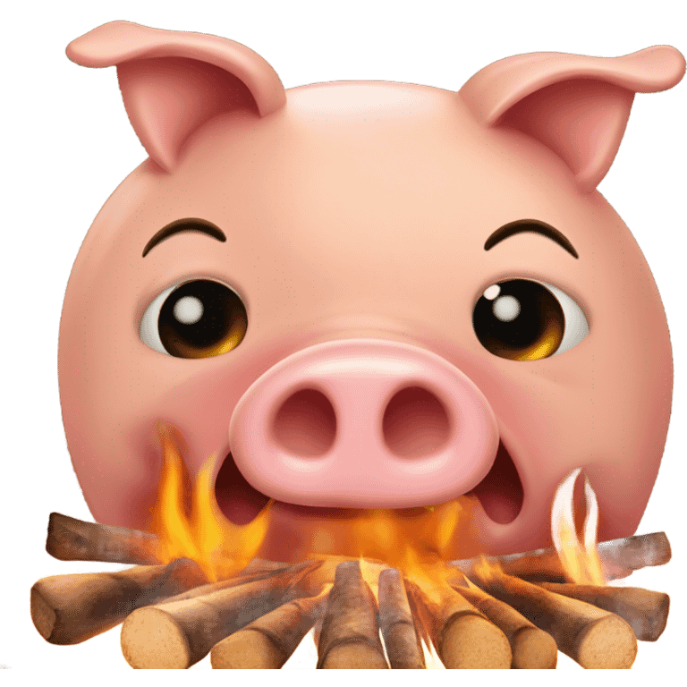 Campfire roasting a pig ￼ emoji