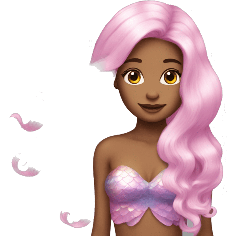 Iridescent mermaid long hair pink emoji