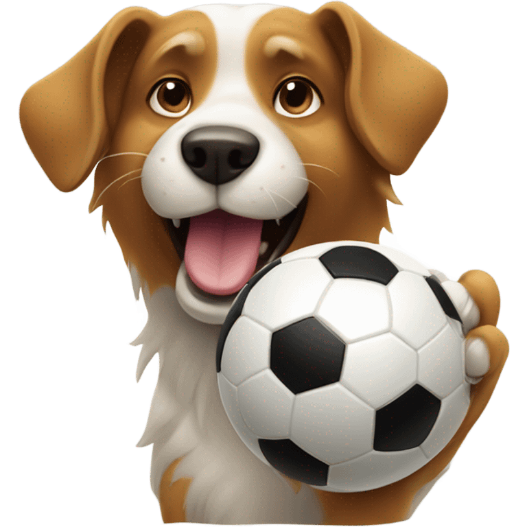 Dog playing soccer emoji