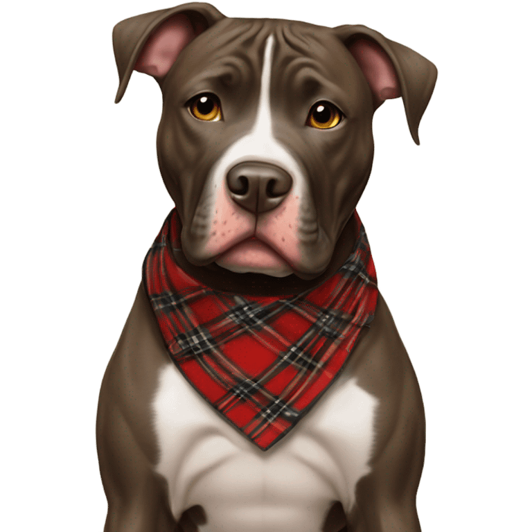 Brindle pitbull with plaid bandana  emoji