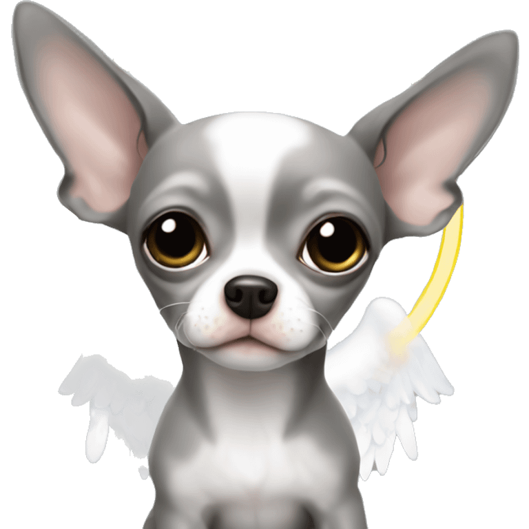 Grey chihuahua cute baby with Angel halo emoji