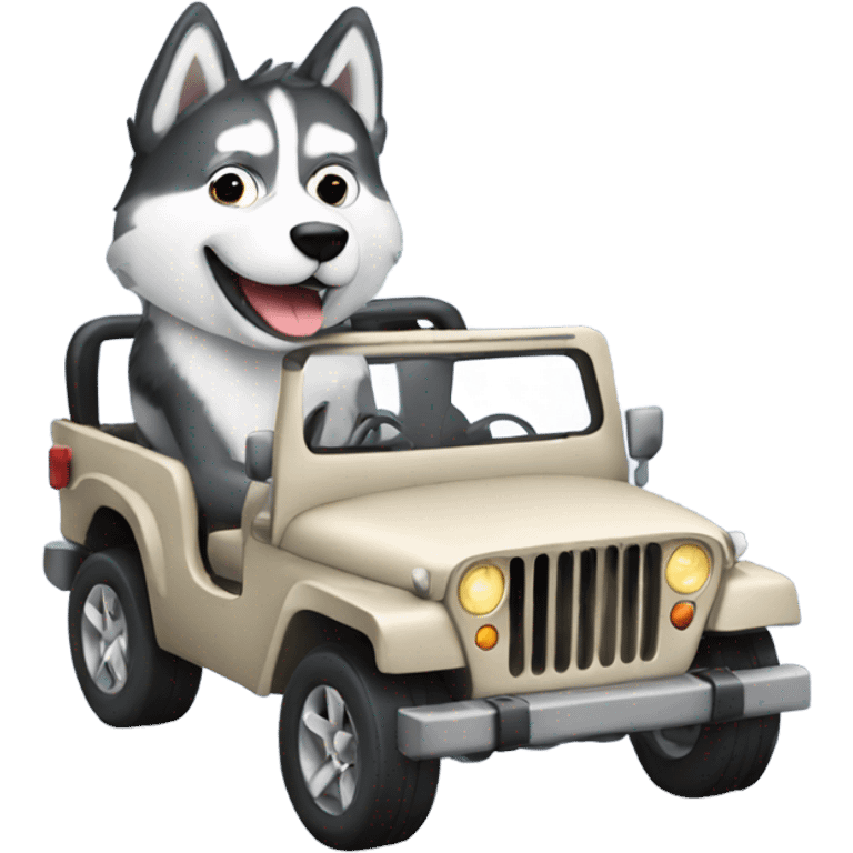 Husky in a jeep  emoji