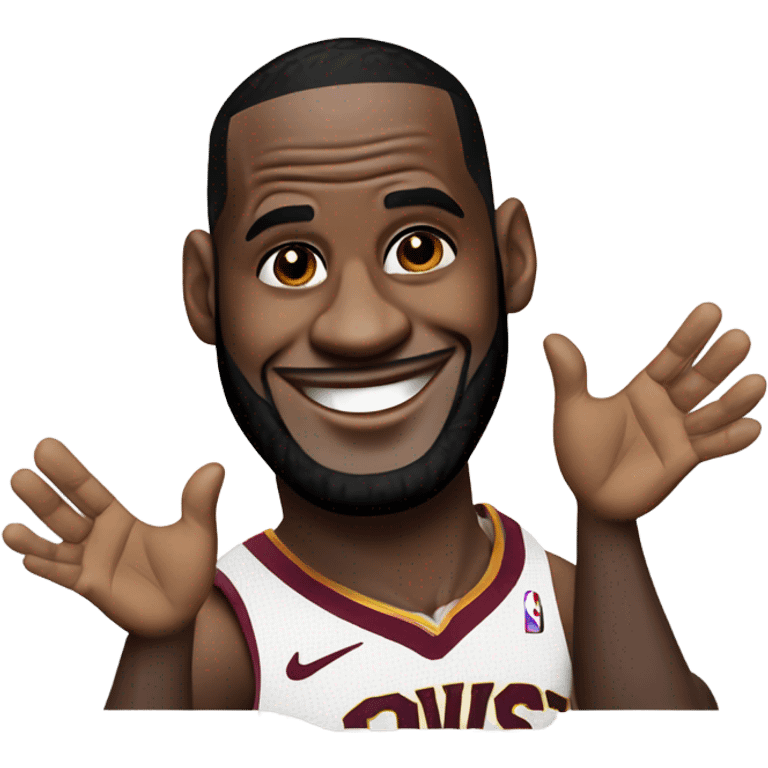 Lebron James waving his hands emoji