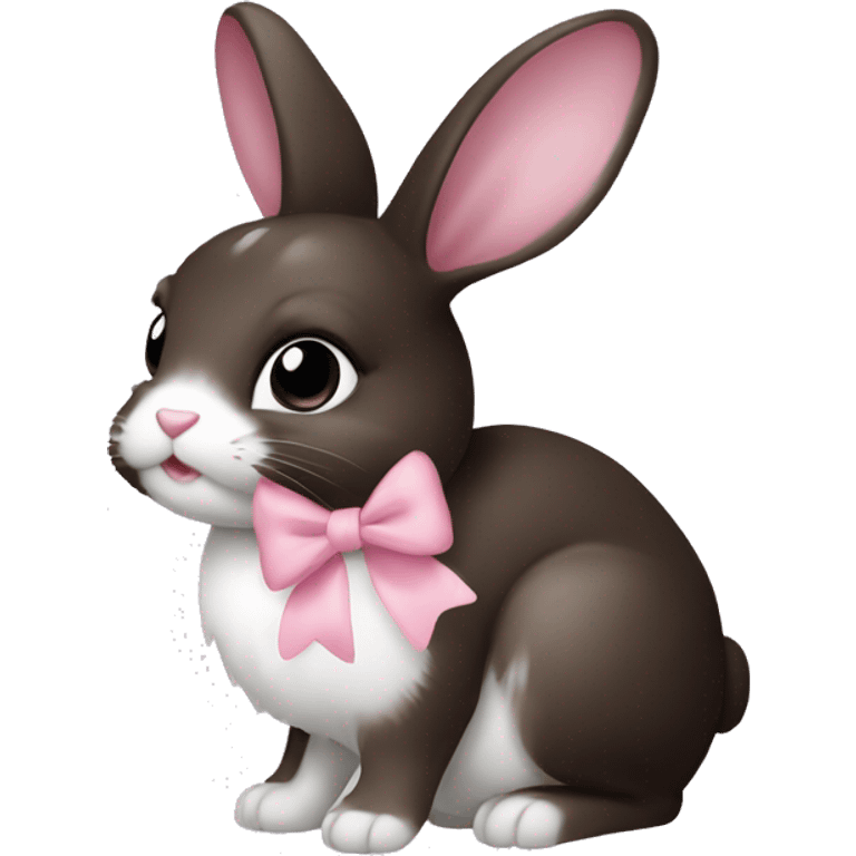 Bunny (Brown black white) with a Baby Pink bow emoji