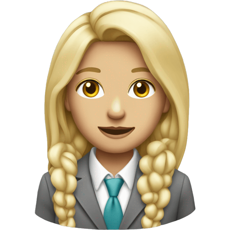 Blonde long hair jewellery seller in a grey suit emoji