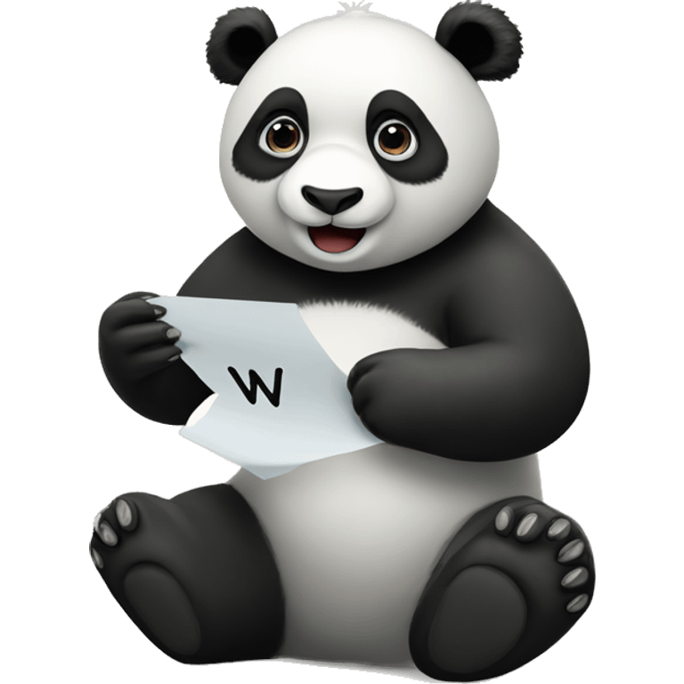 panda with the letter w in the hand emoji